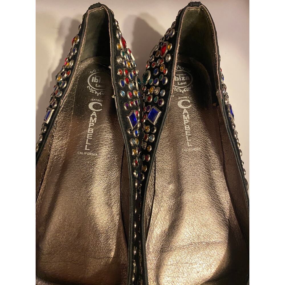 Jeffrey Campbell Ibiza Last Jeweled Flats Size 10 Black Suede - Picture 9 of 13